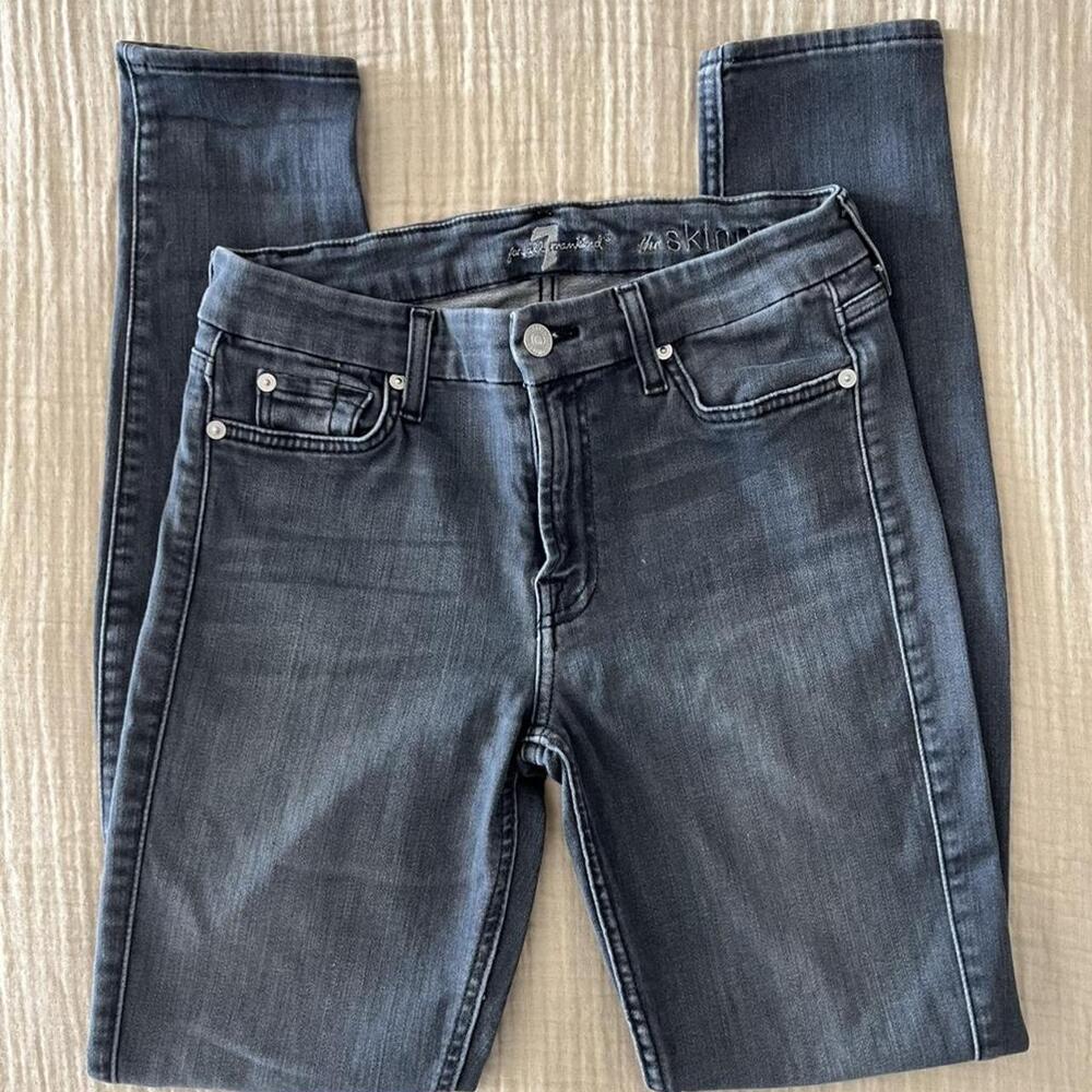 7 For All Mankind charcoal gray skinny jeans with silver buttons